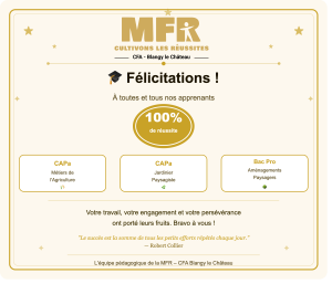 100% de réussite aux examen